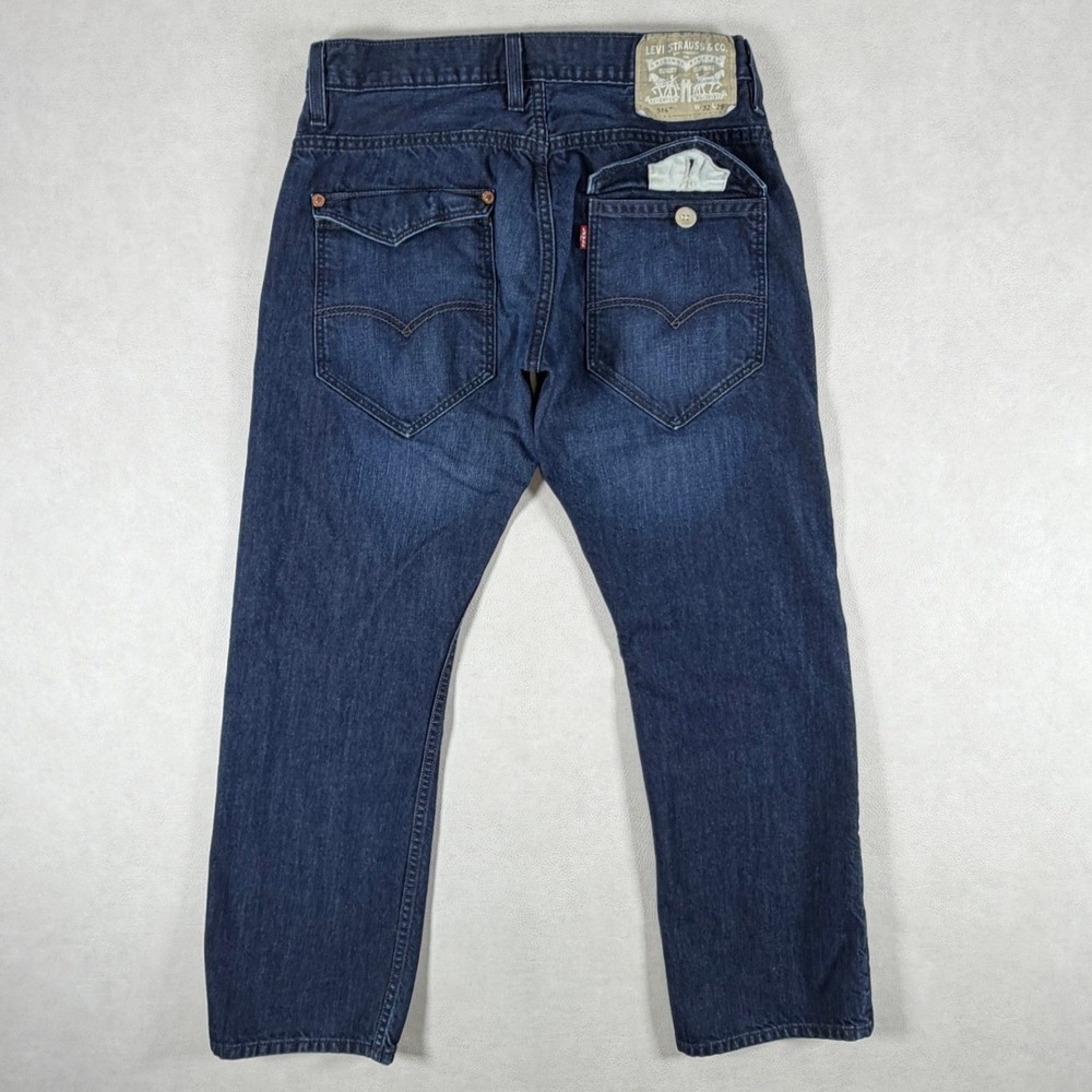 Levi's 514 Slim Straight Jeans Flap Back Pocket Dark Wash Denim Size 32x29